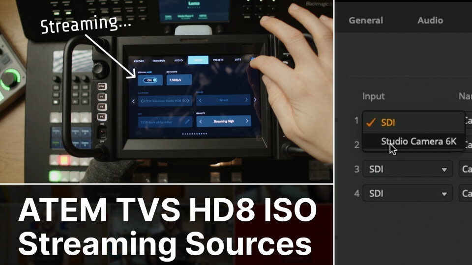 Streaming sources on the ATEM Television Studio HD8 ISO